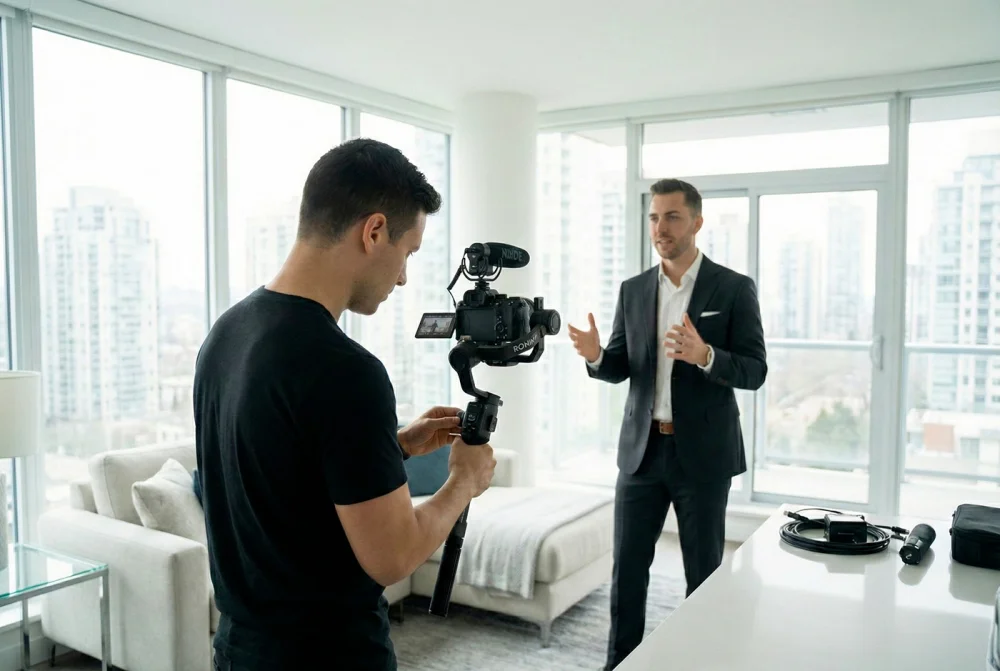 Natáčení vlogu s realitním makléřem