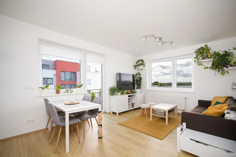 Obývací pokoj propojený s jídelnou