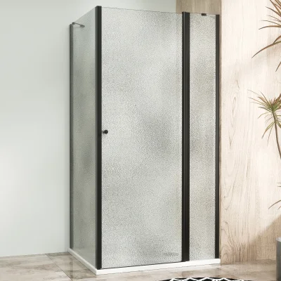 Sprchová zástěna 80x80, obdélníková, neprůhledné sklo, černá (65+20/80) - ALFA LINE COMBI