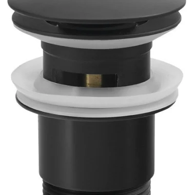 Umývadlová výpusť 5/4“, click-clack, veľká zátka, 30-45mm, čierna mat