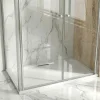 Obdélníkový sprchový kout 100x80 s mramorovou vaničkou, Čiré, Chrom - BETA HARD - náhled 5